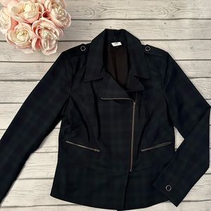 CAbi Tartan Plaid Blazer with Peplum Hem Size 6